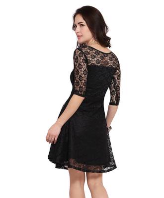 Black Plain Net Stitched Kurti 5