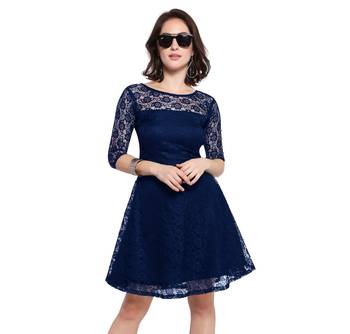 Black Plain Net Stitched Kurti 1