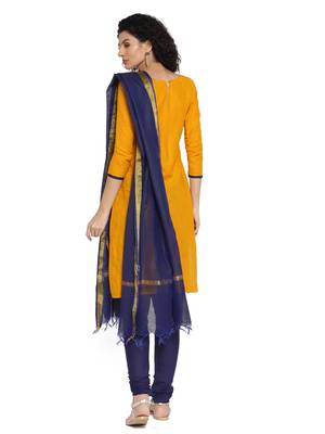 Yellow Fancy Cotton Unstitched Salwar With Dupatta 2