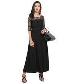 Black Plain Net Stitched Kurti