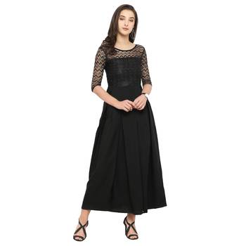 Black Plain Net Stitched Kurti 2