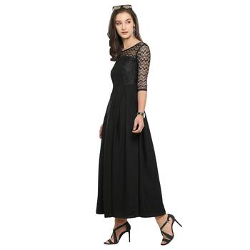 Black Plain Net Stitched Kurti 3