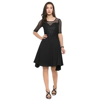 Black Plain Net Stitched Kurti 1