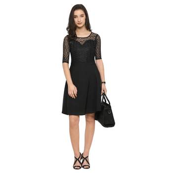 Black Plain Net Stitched Kurti 2