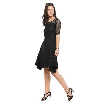 Black Plain Net Stitched Kurti 3