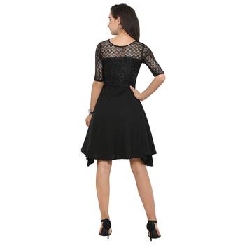 Black Plain Net Stitched Kurti 4