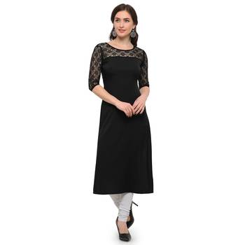 Black Plain Net Stitched Kurti 1