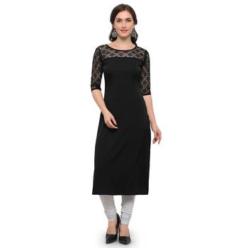 Black Plain Net Stitched Kurti 2
