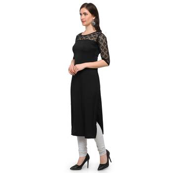 Black Plain Net Stitched Kurti 3