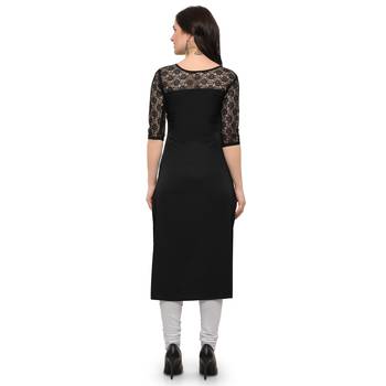 Black Plain Net Stitched Kurti 4