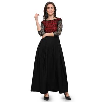 Black Plain Net Stitched Kurti 1