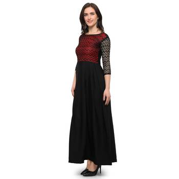 Black Plain Net Stitched Kurti 3