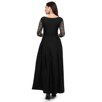 Black Plain Net Stitched Kurti 4