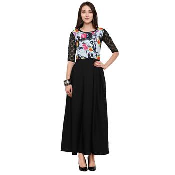 Black Plain Net Stitched Kurti 1