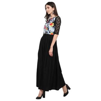 Black Plain Net Stitched Kurti 2