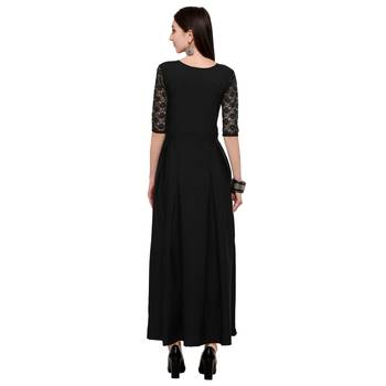 Black Plain Net Stitched Kurti 3