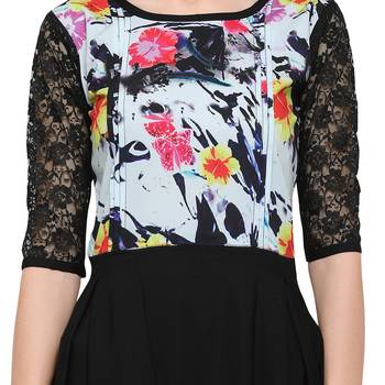 Black Plain Net Stitched Kurti 4