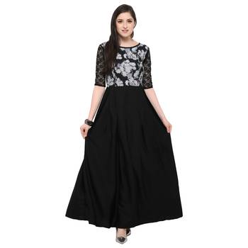 Black Plain Net Stitched Kurti 1