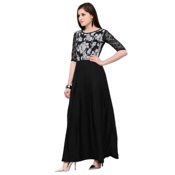 Black Plain Net Stitched Kurti 2