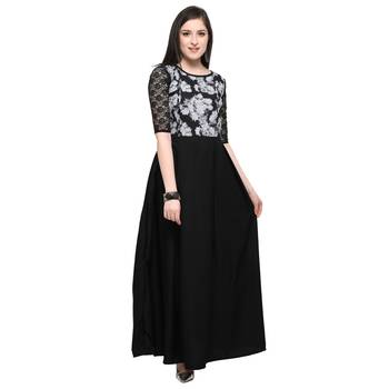 Black Plain Net Stitched Kurti 3