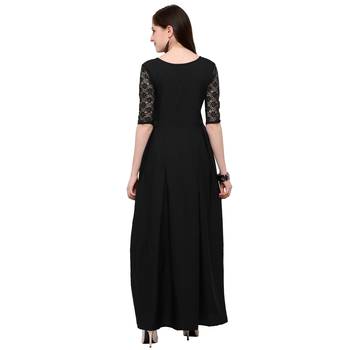 Black Plain Net Stitched Kurti 4
