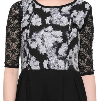 Black Plain Net Stitched Kurti 5