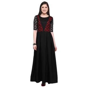 Black Plain Net Stitched Kurti 1