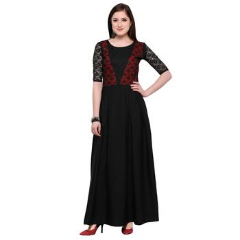 Black Plain Net Stitched Kurti 2