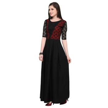 Black Plain Net Stitched Kurti 3