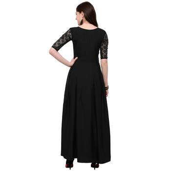 Black Plain Net Stitched Kurti 4