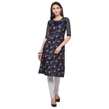Black Plain Net Stitched Kurti 1
