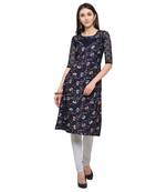 Black Plain Net Stitched Kurti