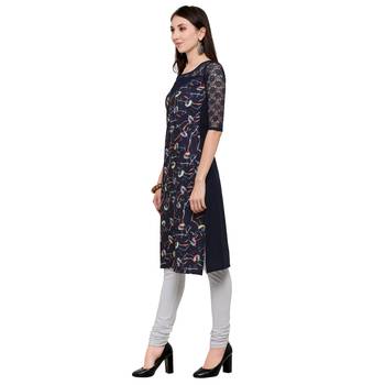 Black Plain Net Stitched Kurti 3