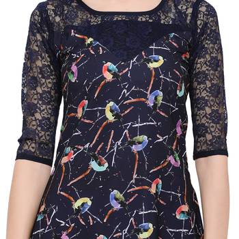 Black Plain Net Stitched Kurti 5