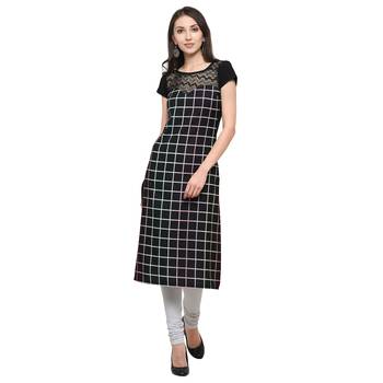 Black Plain Net Stitched Kurti 1