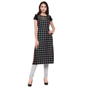 Black Plain Net Stitched Kurti 2