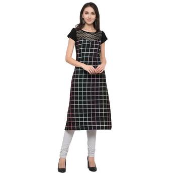 Black Plain Net Stitched Kurti 3