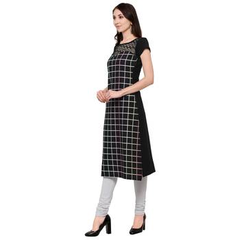Black Plain Net Stitched Kurti 4