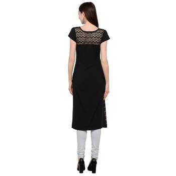 Black Plain Net Stitched Kurti 5