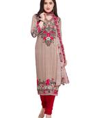 Beige Fancy Cotton Unstitched Kameez With Dupatta
