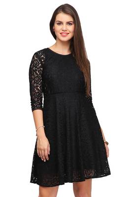 Black Plain Net Stitched Kurti 1