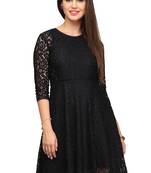 Black Plain Net Stitched Kurti