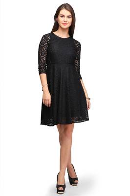 Black Plain Net Stitched Kurti 2