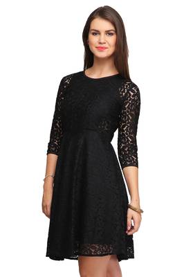 Black Plain Net Stitched Kurti 3