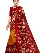 Maroon Printed Silk Blend Saree With Blouse