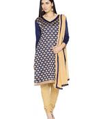 Blue Fancy Chanderi Silk Semi Stitched Salwar With Dupatta