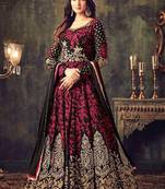 Red and black embroidered georgette Anarkali Suit