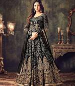 Grey and black  Embroidered Georgette Anarkali Suit