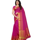 Pink Printed Cotton Silk Saree With Blouse