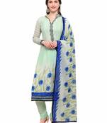Green Stone Crepe Semi Stitched Salwar With Dupatta